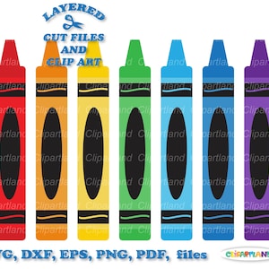 Download INSTANTÂNEO. Arquivo de corte SVG e clip art de lápis de cera escolar. Uso pessoal e comercial. C_1.