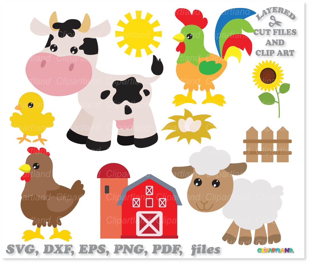 INSTANT Download. Cute Farm Animals Collection Svg Cut File and Clip ...