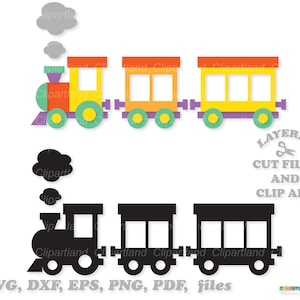 Descarga instantánea. Silueta de tren de juguete svg archivo de corte y clip art. Uso personal y comercial. T_4.