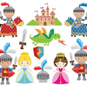 SOFORTIGER Download. Prinzessin, Ritter und Drache ClipArt. Ck_ 3. Persönliche und kommerzielle Nutzung.
