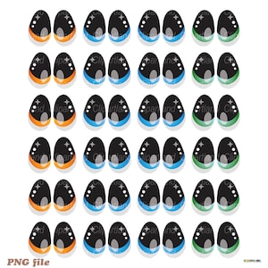 NATYCHMIASTOWE pobieranie. Słodkie kreskówkowe oczy arkusz PNG clipart. Do użytku osobistego i komercyjnego. E_12.