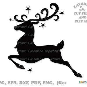Téléchargement instantané. Fichier de coupe svg de silhouette de renne de Noël et clipart. Crs_2. Utilisation personnelle et commerciale.