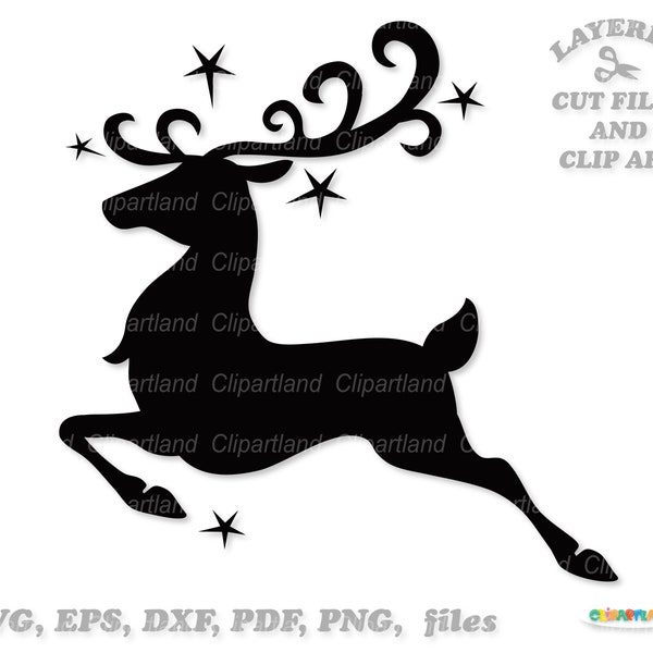 INSTANT Download. Christmas reindeer silhouette svg cut file and clip art. Crs_2. Personal and commercial use.