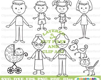 Stick Figure Family SVG, Relatives Clipart (Digital Download)