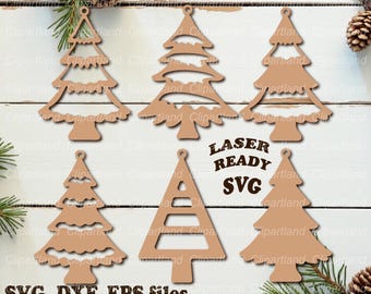 Christmas Tree Ornaments SVG Laser Cut Files (Digital Download)