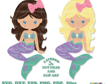 INSTANT Download. Cute mermaids  svg cut file and clip art. Commercial license is included ! M_28.