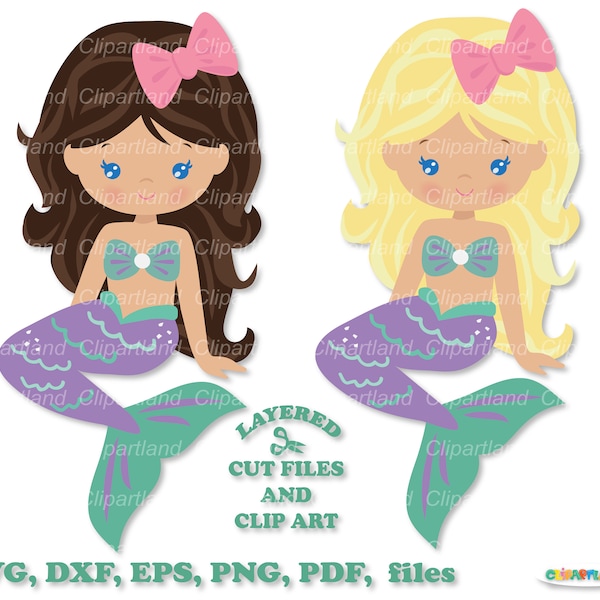 INSTANT Download. Cute mermaids  svg cut file and clip art. Commercial license is included ! M_28.