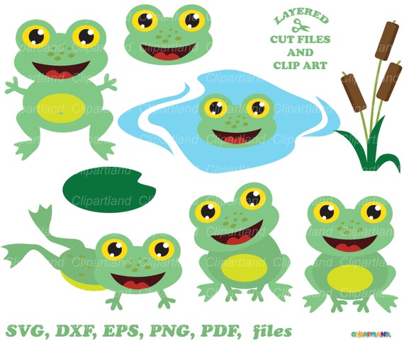 INSTANT Download. Cute frog clip art. Svg cut files.  Personal and commercial use. F_1.
