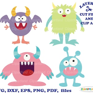 SOFORTIGER Download. Niedliche Cartoon Monster als Schnittdatei und Clip Art. Persönliche und kommerzielle Nutzung. M_79.
