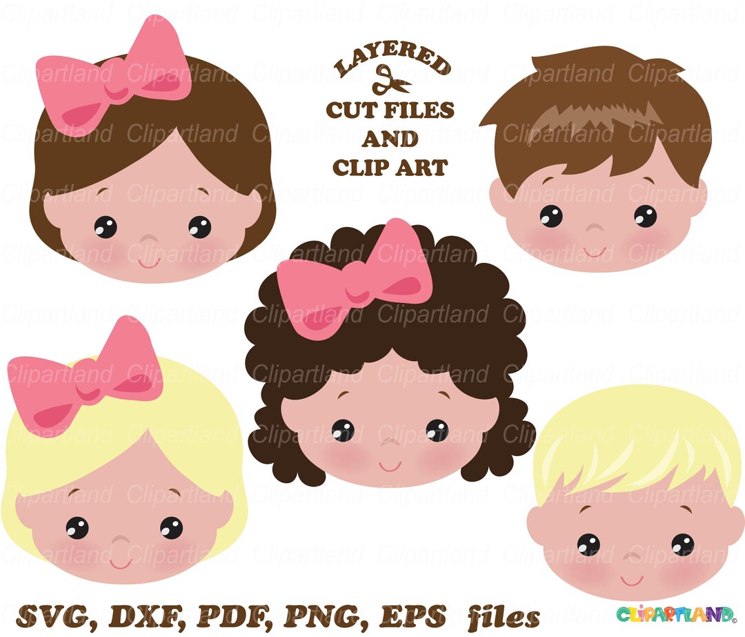INSTANT Download. Cute Children. Faces Svg Cut File and Clip Art ...
