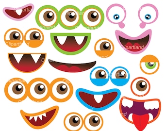 INSTANT DOWNLOAD.  Monster eyes and monster mouths clip art. Cm_11.Personal and commercial use.