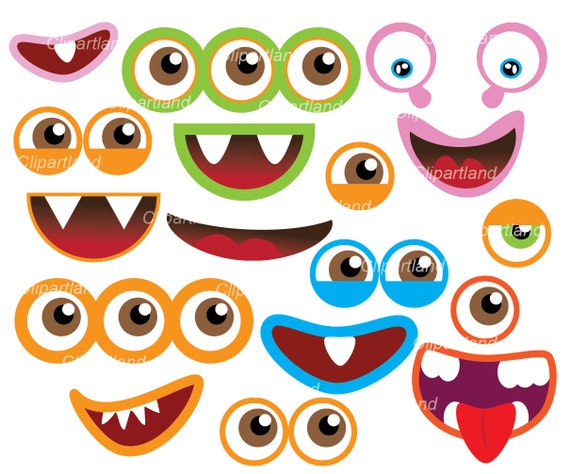 INSTANT DOWNLOAD. Monster Eyes and Monster Mouths Clip Art.  Etsy