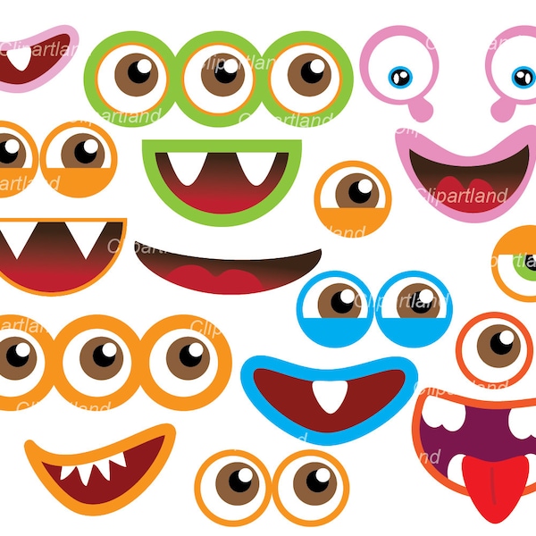 INSTANT DOWNLOAD.  Monster eyes and monster mouths clip art. Cm_11.Personal and commercial use.