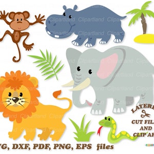 INSTANT Download. Jungle animals cut file and clip art. Personal and commercial use. A_26.