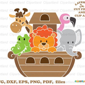 INSTANT Download. Cute Noah&#39;s ark  svg cut files and clip art. African animals. Personal and commercial use. A_18.