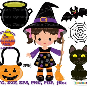 SOFORTIGER Download. Niedliche Halloween Hexe Mädchen svg schneiden Datei und Clip Art. Kommerzielle Lizenz ist inbegriffen ! Wg_8.