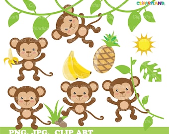 INSTANT Download. CM_13_Monkeys. Cute monkeys clip art. Personal and commercial use.