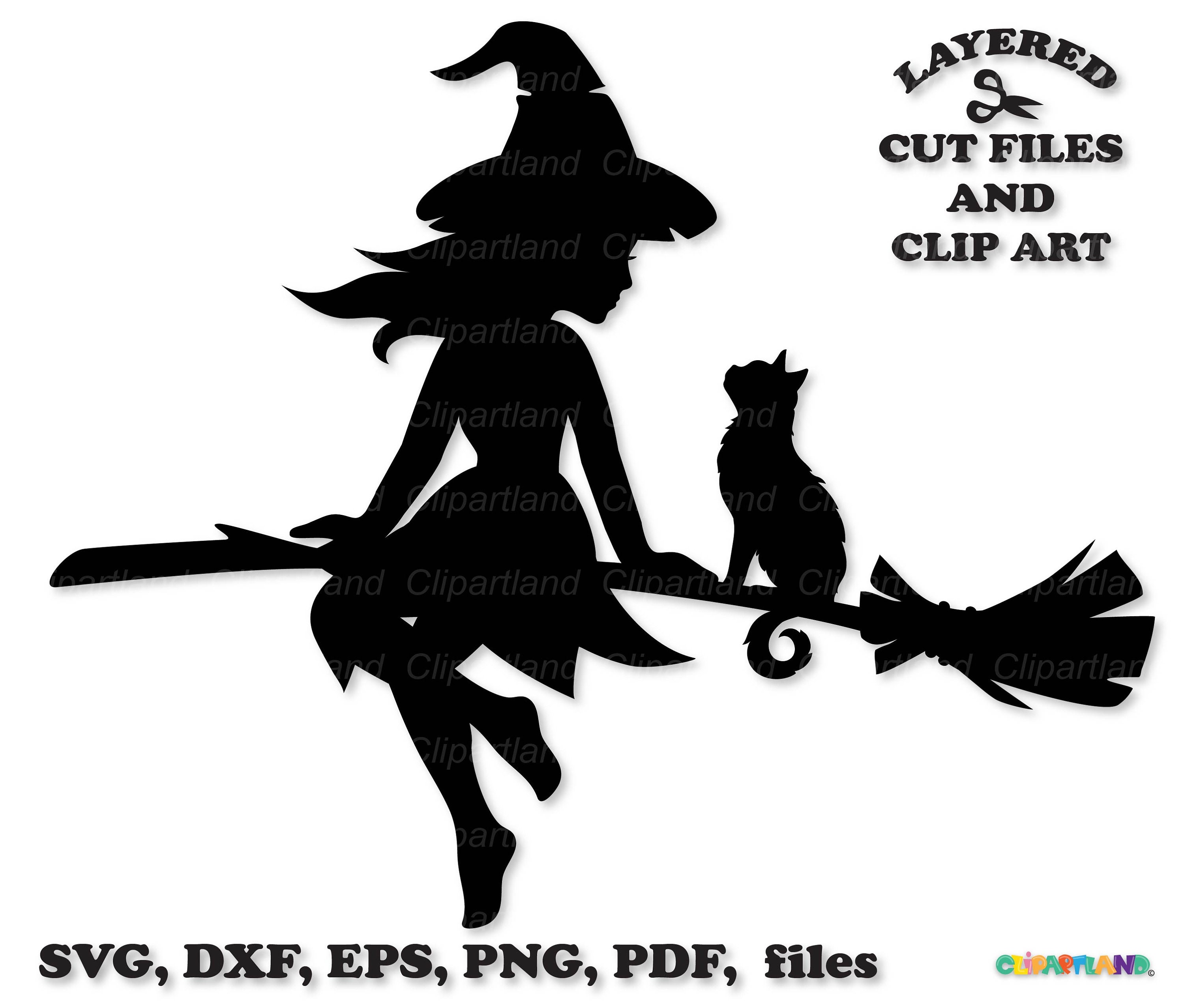 INSTANT Download. Pretty Halloween Flying Witch Silhouette Svg Cut File and Clip  Art. Personal and Commercial Use. W_ 28. - Etsy, image size:3000x2555
