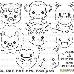 INSTANT Download. Cute baby animal face outline svg cut file and clip art. Commercial license is included ! Baf_19.