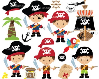 INSTANT DOWNLOAD.  Pirate boy clipart. CP_61_pirates_boy. Personal and commercial use.