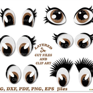 SOFORTIGER Download. Niedliche Cartoon-braune Augen schneiden Dateien und ClipArt aus. Persönliche und kommerzielle Nutzung. E_9.