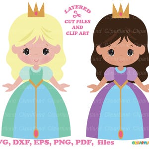 DIRECT downloaden. Schattige kleine prinses SVG-bestand knippen en illustraties. P_37.