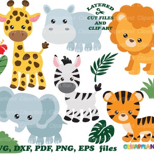 Téléchargement instantané. Fichier de coupe svg animal mignon de la jungle et clipart. La licence commerciale est incluse ! Ja_22.