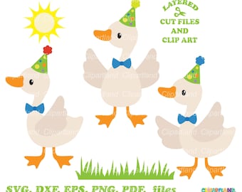 Party Goose Clipart SVG, PNG, PDF (Commercial License)