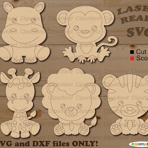 Download istantaneo. Kit di pittura SVG. Pacchetto da colorare fai-da-te per cuccioli di animali. File di taglio in formato SVG degli animali della giungla per il laser. A_1.