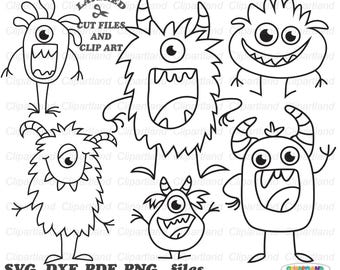 Doodle Monster SVG Bundle, Clip Art Files (Digital Download)