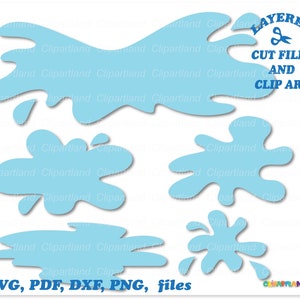 INSTANT Download. Water splash vector cartoon  bundle svg cut files. Personal and commercial use. W_1.