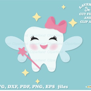 Directe download. Schattig Tandenfee gesneden bestand en clip art SVG. Commerciële licentie is inbegrepen! T_4.
