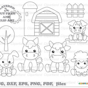 Descarga instantánea. Archivos de corte de sellos digitales de animales de granja y imágenes prediseñadas. ¡La licencia comercial está incluida! F_29.