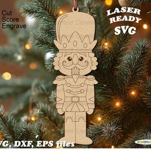Download INSTANTÂNEO. Lindo quebra-nozes de Natal com ornamento pintável. Enfeite de madeira compensada de Natal DIY pintável a laser pronto svg. N_1.