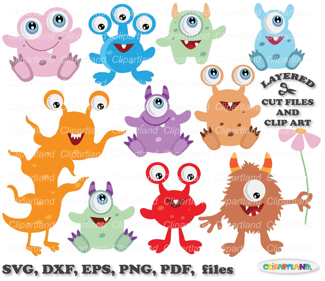 INSTANT Download. Cute Monster Svg Cut File and Clip Art. Commercial