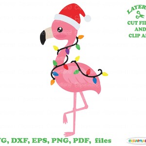 Download instantâneo. O uso pessoal e comercial está incluído! Flamingo de Natal svg, arquivos de corte dxf e clipart. F_6.