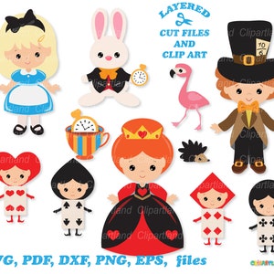 SOFORTIGER Download. Süße Alice im Wunderland Schneidedatei. Tiki-Cliparts. Persönliche und kommerzielle Nutzung. A_1.