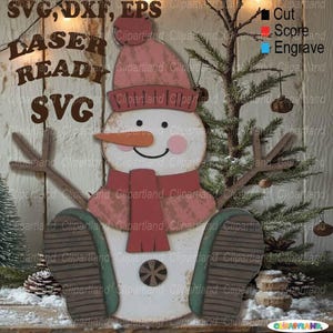 INSTANT Download. Christmas snowman shelf sitter svg cut file for laser. Personal and commercial use. S_1.