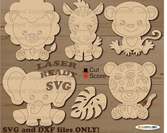 NATYCHMIASTOWE pobranie. Zestaw do malowania SVG. Zestaw do kolorowania DIY Baby animals. Plik do cięcia svg Jungle animals do lasera. A_2.