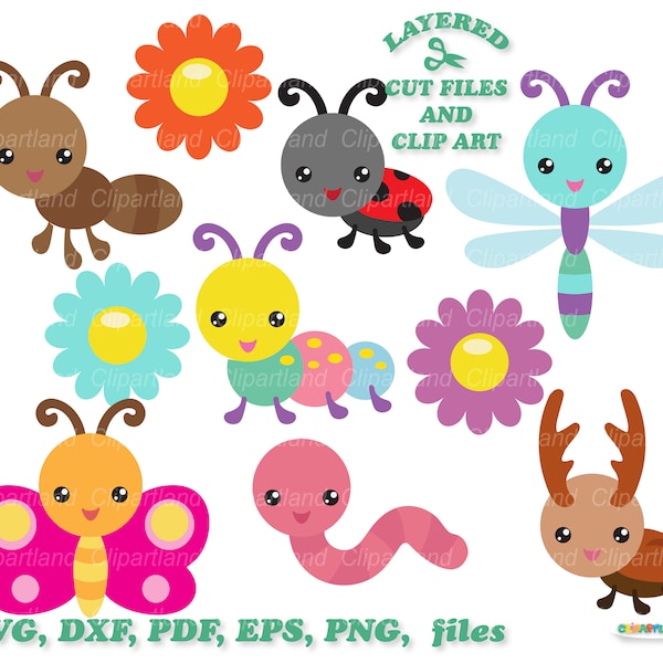 INSTANT Download. Cute insects bundle cut files and clip art. Commercial license is included! I_7.