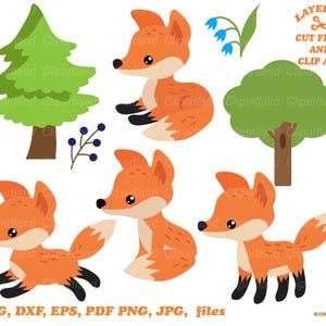 INSTANT Download. Cute little fox cut file. Personal and commercial use. F_5.
