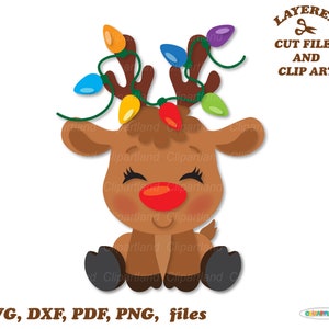 Directe download. Leuke kerst rendieren SVG gesneden bestanden en illustraties. Persoonlijk en commercieel gebruik. R_34.