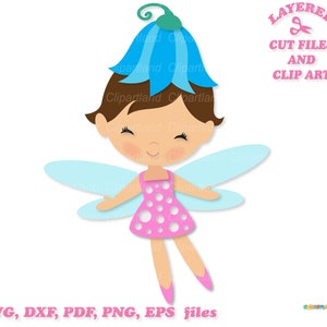 INSTANT Download. Cute little fairy girl svg, dxf cut files and clip art. F_45.