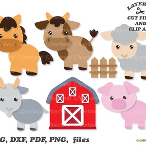 INSTANT Download. Commercial license is included ! Cute farm animals cut files and clip art. F_23.