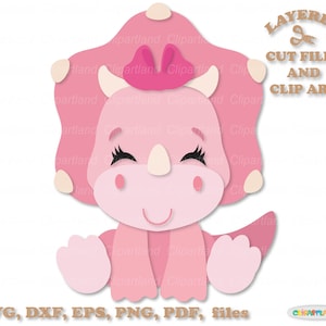 SOFORTIGER Download. Süßer kleiner rosa Dinosaurier Baby Mädchen svg Schnittdatei und Clip Art. Persönliche und kommerzielle Nutzung. D_54.