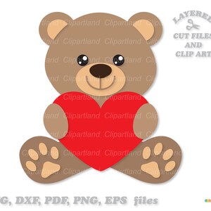 Descarga instantánea. Sentado oso de peluche de San Valentín svg. Uso personal y comercial. B_8.