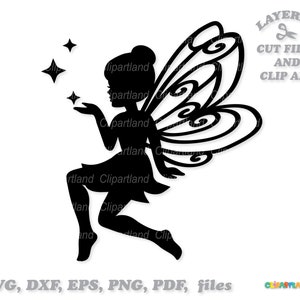 INSTANT Download. Pretty fairy silhouette svg cut file and clip art. Personal and commercial use. F_10.