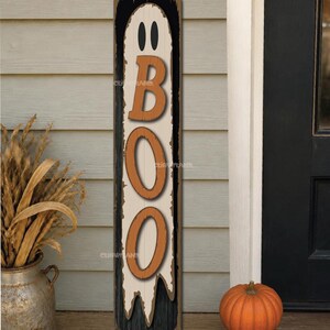 Halloween Boo Ghost Porch sign design elements Laser Cut File (SVG, DXF, EPS)