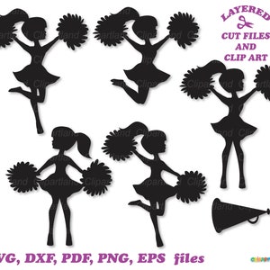 Descarga instantánea. Paquete de animadora chica archivos de corte svg. Uso personal y comercial. C_2.