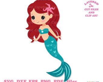 Mermaid Clipart, Cute Girl SVG, Commercial Use (Digital Download)